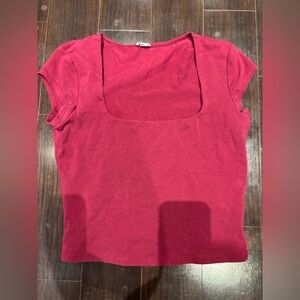 Garage Square Neck burgundy Tee